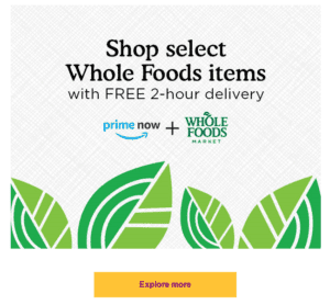 starts delivering some Whole Foods products in two hours or less